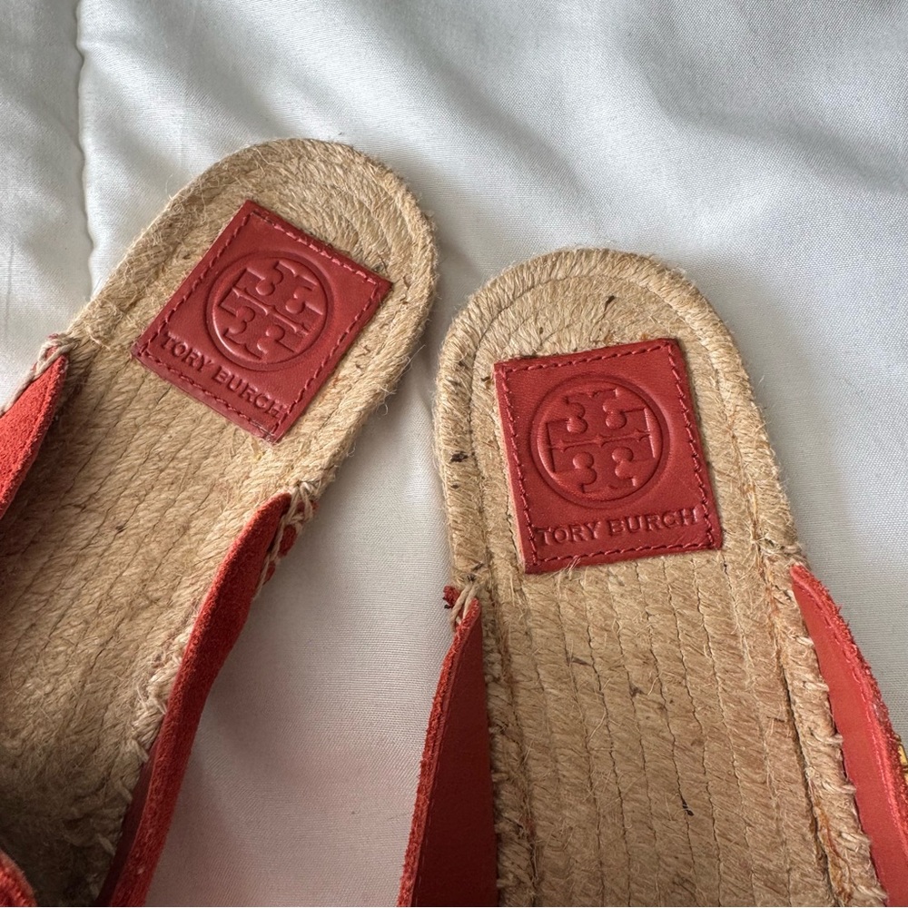 Tory Burch Red Suede Espadrille Mule - Picture 6 of 7